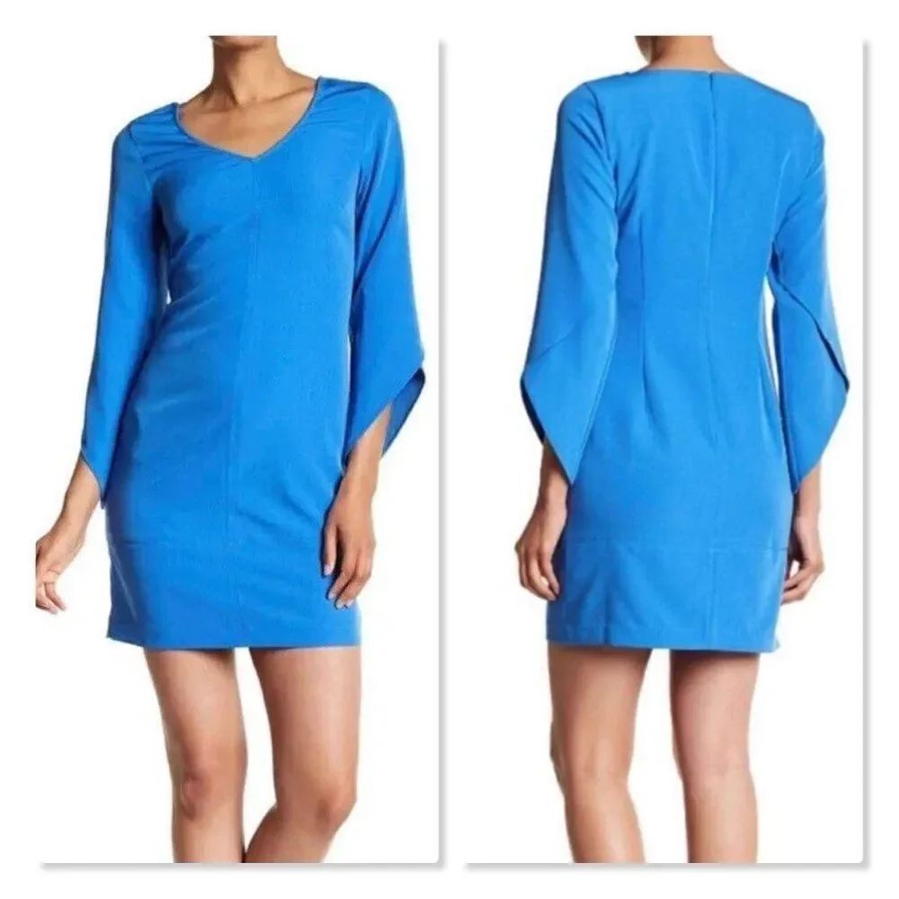 ✨ LAUNDRY by Shelli Segal ✨ Slant Sleeve Shift Dress - [Size 0, Blue]